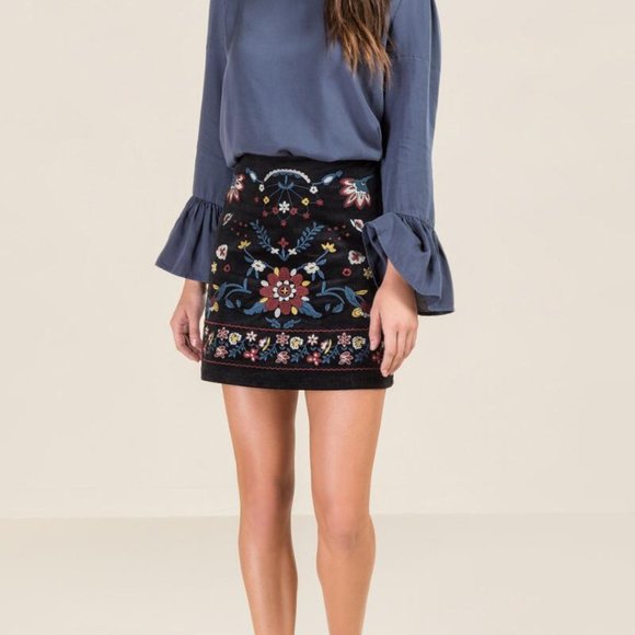 Francesca's Collections Dresses & Skirts - NEW Francesca's Hillary Embroidered Front Skirt